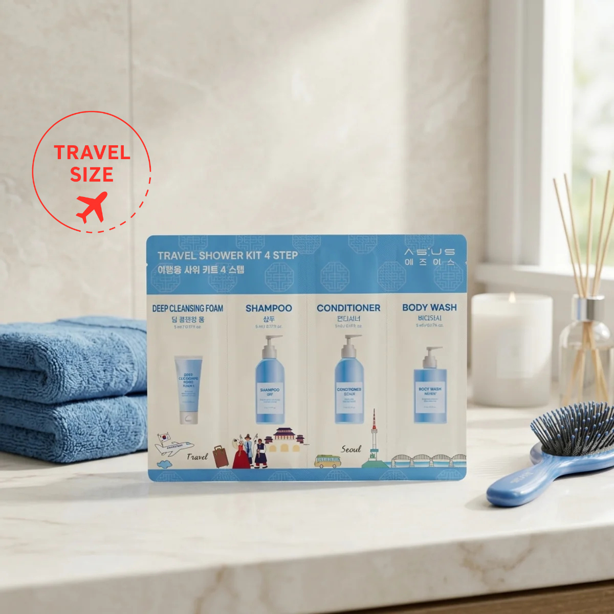 Сет за пътуване - Грижа за коса и тяло в 4 стъпки Travel Size ASUS SHOWER KIT 4 STEP