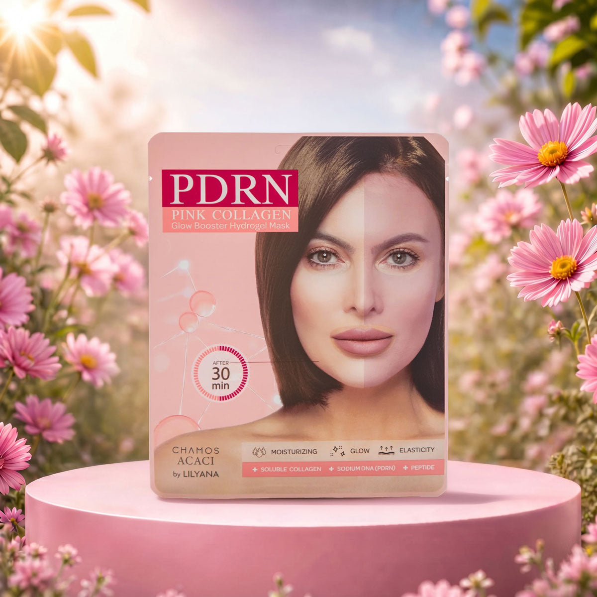 PDRN Озаряващ Бустер - Абсорбираща Хидрогел Маска Chamos ACACI by Lilyana